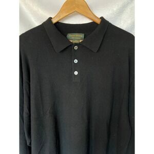 Daniel Bishop Mens Black 100% Cashmere Long Sleeve Polo Sweater XXL 2XL Luxury